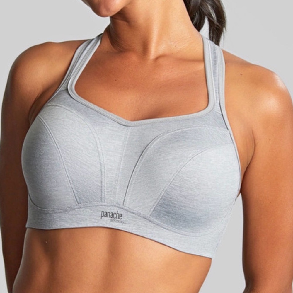Panache Sport Wireless Sports Bra Size 34E Grey Convertible Strap